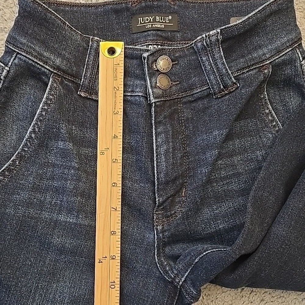 Judy Blue Mid Rise Wide Leg Dark Blue Double Button Jeans Womens Sz 0/24 (24x31) - Picture 5 of 10